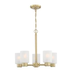 Westinghouse Lighting Sylvestre Five Light Indoor Chandelier, Champagne Brass Finish - 5-Light 8 Westinghouse Lighting Sylvestre Five Light Indoor Chandelier, Champagne Brass Finish - 5-Light -Westinghouse Westinghouse Lighting Sylvestre Five Light Indoor Chandelier2C Champagne Brass Finish2C Frosted Glass 2