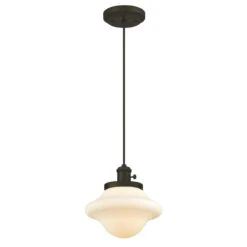 Westinghouse Lighting Wanda One-Light Indoor Mini Pendant With Turn Knob, Oil Rubbed Bronze Finish With Frosted Opal Glass
