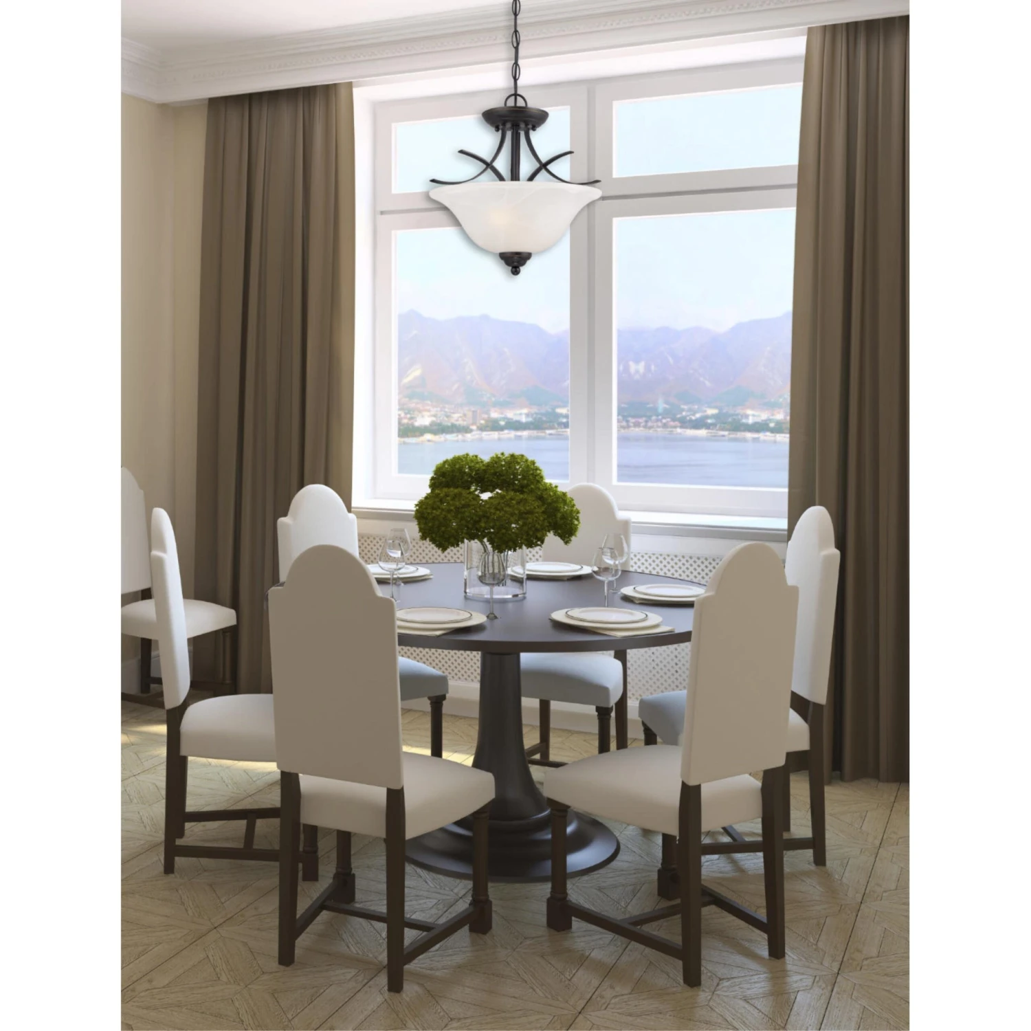 Westinghouse Pacific Falls Two-Light Indoor Convertible Pendant/Semi-Flush Ceiling Fixture 2 Westinghouse Pacific Falls Two-Light Indoor Convertible Pendant/Semi-Flush Ceiling Fixture - Afbeelding 2